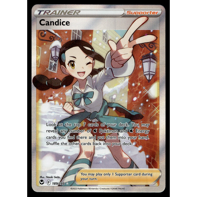 Candice - 189/195 - PSA NM - Full Art - Silver Tempest - Pokemon - A5-44