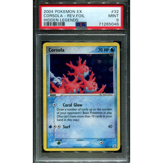Corsola - 32/101 - PSA 9 - Reverse Holo - Hidden Legends - Pokemon - 65046