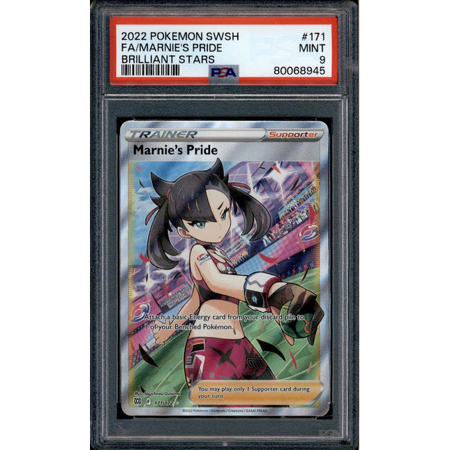 Marnie's Pride - 171/172 - PSA 9 - Full Art - Brilliant Stars - Pokemon - 68945