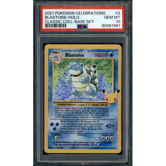 Blastoise - 2/102 - PSA 10 - Holo - Celebrations - Pokemon - 61981