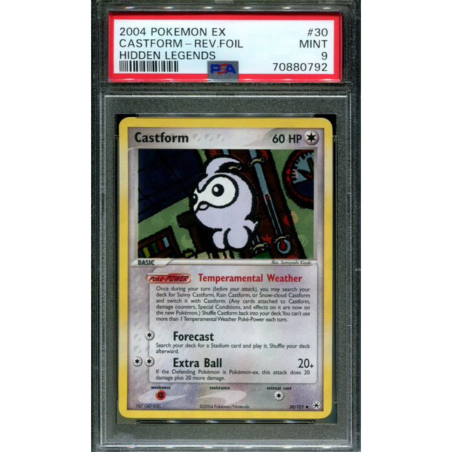 Castform - 30/101 - PSA 9 - Reverse Holo - Hidden Legends - Pokemon - 80792
