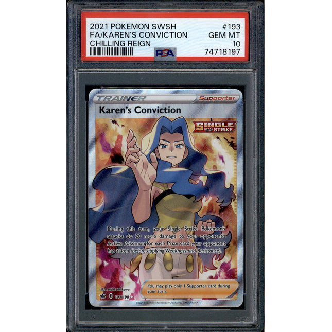 Karen's Conviction - 193/198 - PSA 10 - Full Art - Chilling Reign - Pokemon - 18197