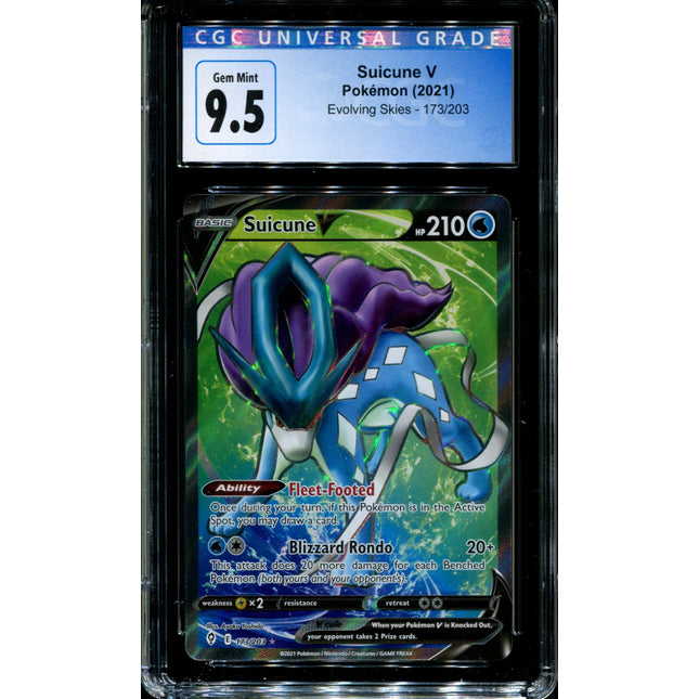 Suicune V - 173/203 - CGC 9.5 - Evolving Skies - Full Art - Pokemon - 91171