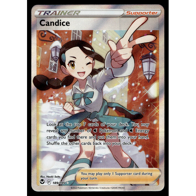 Candice - 189/195 - PSA NM - Full Art - Silver Tempest - Pokemon - A5-49