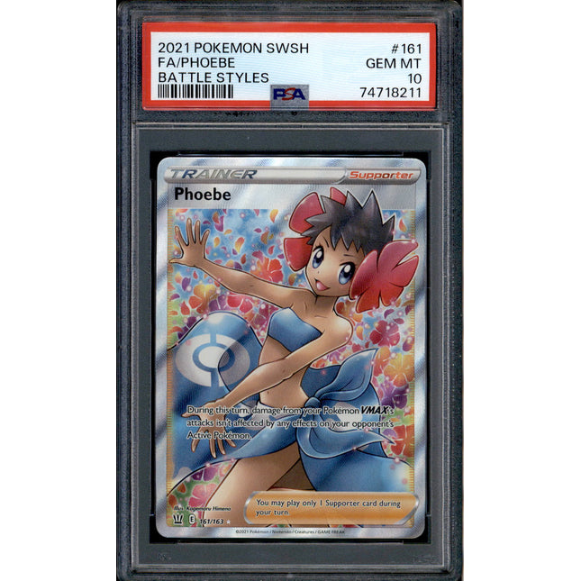 Phoebe - 161/163 - PSA 10 - Full Art - Battle Styles - Pokemon - 18211