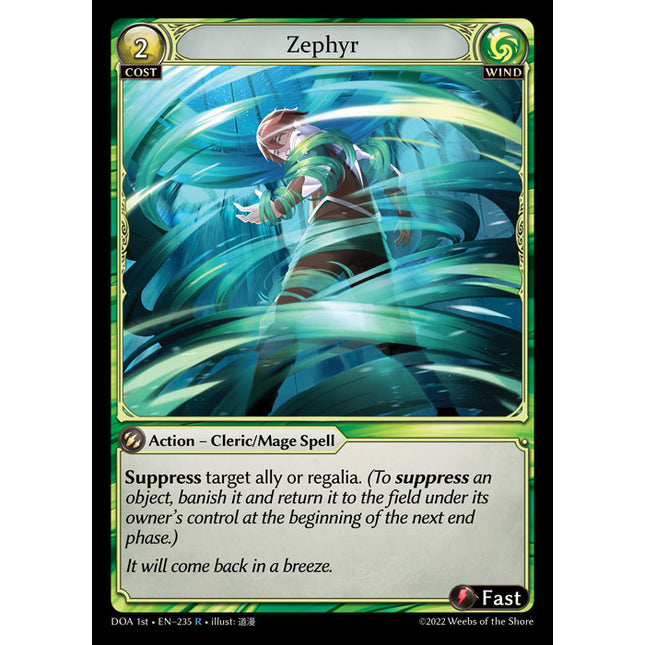 Zephyr - DOA 1st EN-235 - Rare - Near Mint - Non-Foil - Grand Archive TCG