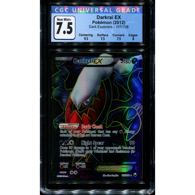 Darkrai EX - 107/108 - CGC 7.5 Near Mint+ - Dark Explorers - 65365