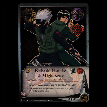 Kakashi Hatake & Might Guy - 172 - NM - 1st Edition - Foil - Naruto CCG - D4-348
