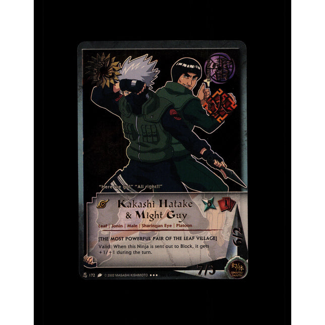 Kakashi Hatake & Might Guy - 172 - NM - 1st Edition - Foil - Naruto CCG - D4-348