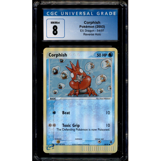 Corphish - 54/97 - CGC 8 - Dragon - Reverse Holo - Pokemon - 83012